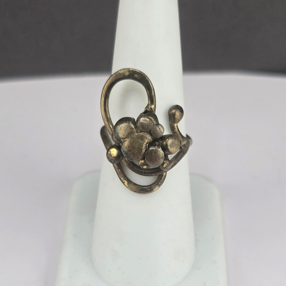Vintage Estate Ring Bronze Tone Abstract Brutalist Open Work Size 7.5